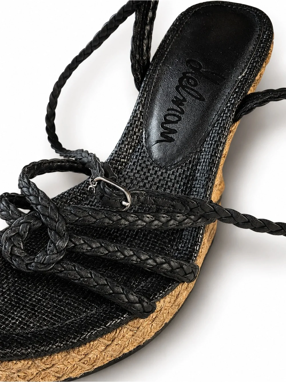Sam Edelman Black Mindie Espadrille Ankle Strap Platform Wedge Sandals Size 7